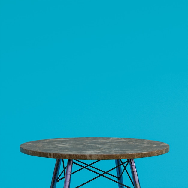 Table en marbre marron ou support de produit pour produit d'affichage sur bleu