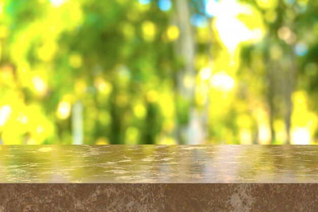 Table en marbre marron avec vue sur la nature