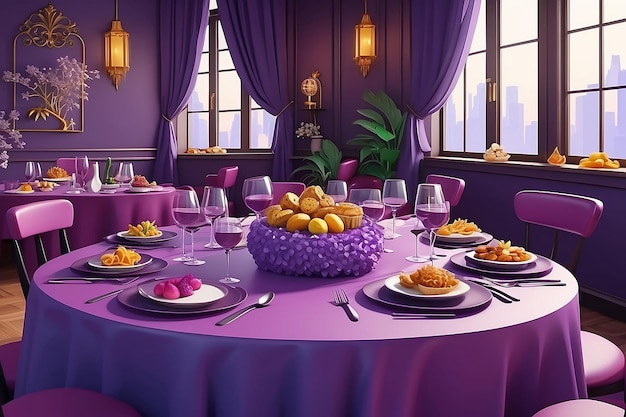Table de mariage dans un restaurant avec décor et nourriture