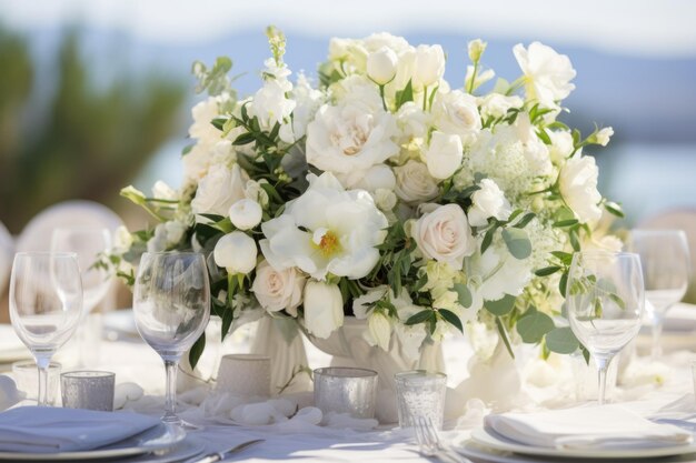 table de mariage festive avec des fleurs et des bougies