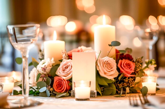 Table de mariage florale avec une décoration élégante