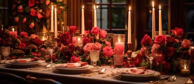 Une table de mariage ornée de bougies allumées