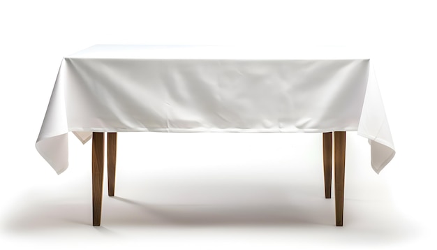 Photo table avec une nappe blanche isolée sur blanc