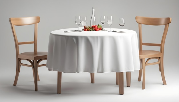 Photo une table avec une nappe blanche et un verre de vin dessus