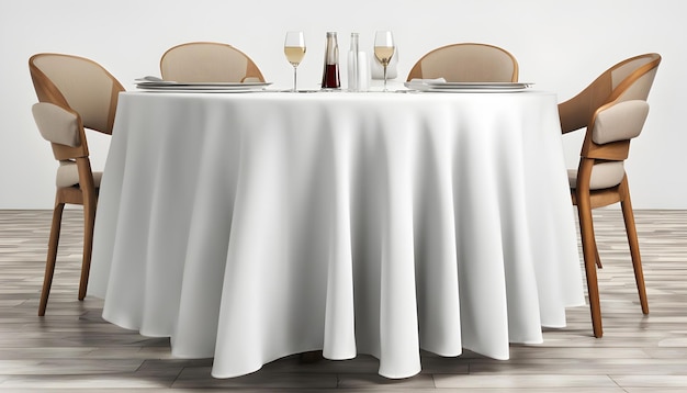 Photo une table avec une nappe blanche et des verres de vin dessus