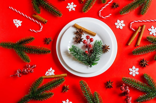 Table de Noël. Concept de dîner de vacances. Mise au point sélective