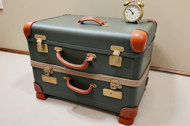 Photo table de nuit à valises vintage avec un charme rétro