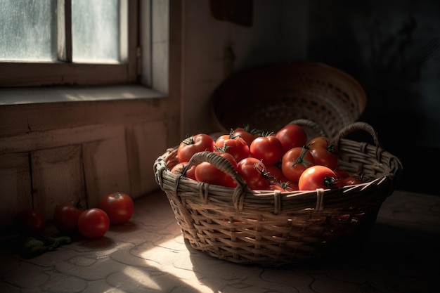 Table de panier de tomates Generate Ai