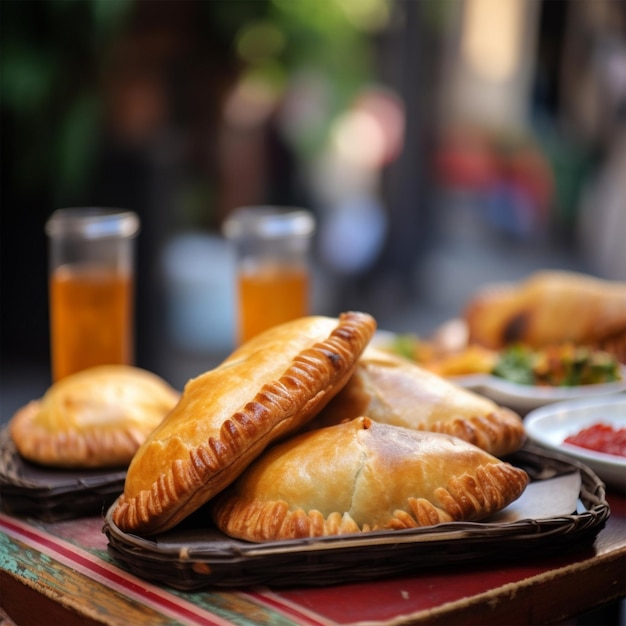 Une table avec des pâtisseries et une assiette de nourriture dessus