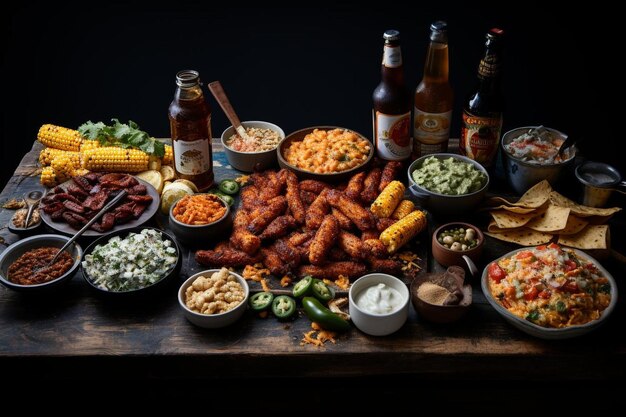 Table de pique-nique au barbecue en été