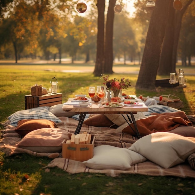 une table de pique-nique avec un homme qui dort dessus