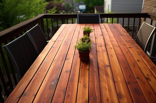 Photo table à plateau rustique en bois