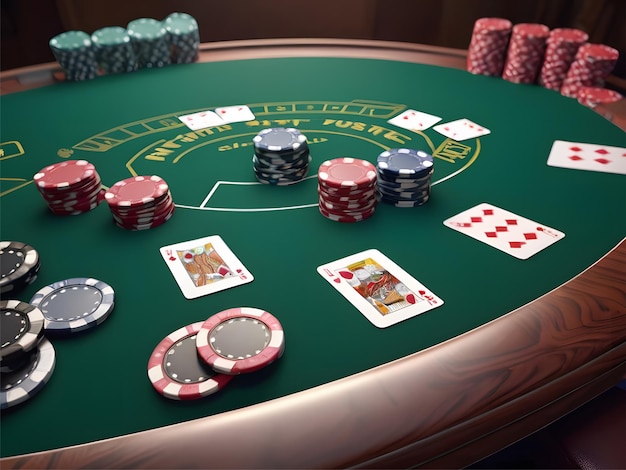 Table de poker avec des cartes et des jetons IA générative