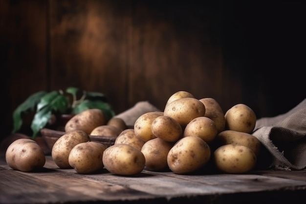 Table de pommes de terre fraîches Space Organic Generate Ai