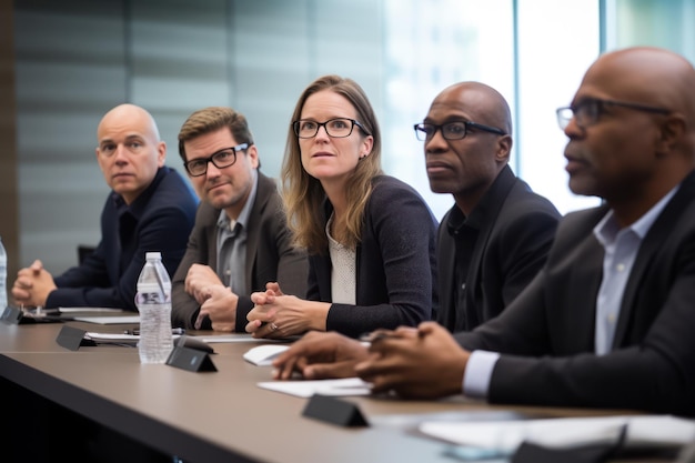 Photo une table ronde enflammée avec divers experts disséquant le labyrinthe éthique de l'ia dans le contexte de la société