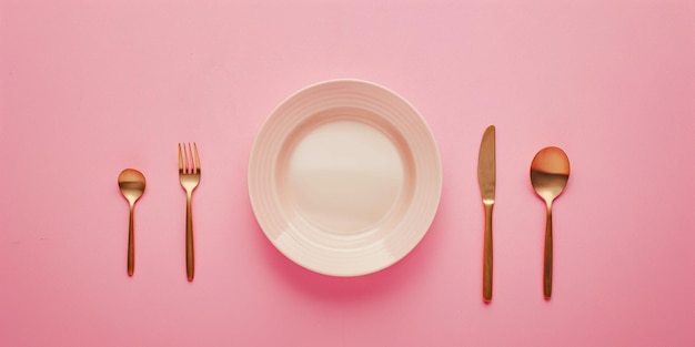 Photo une table rose élégante avec de l'argent