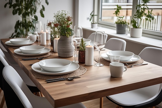 Table servie dans un style scandinave