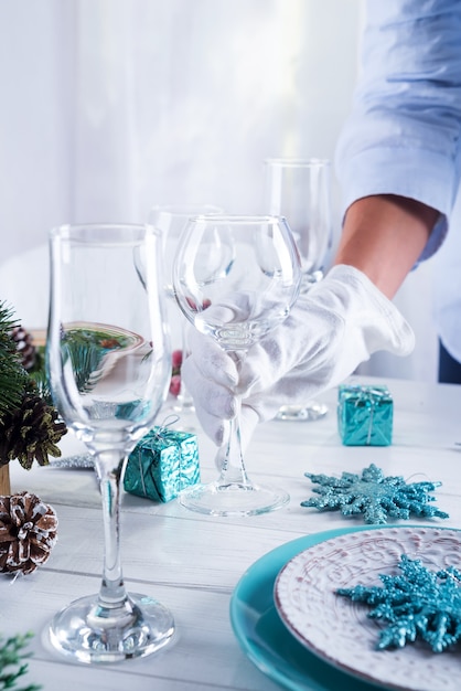 Table Servie Pour Le Diner De Noël