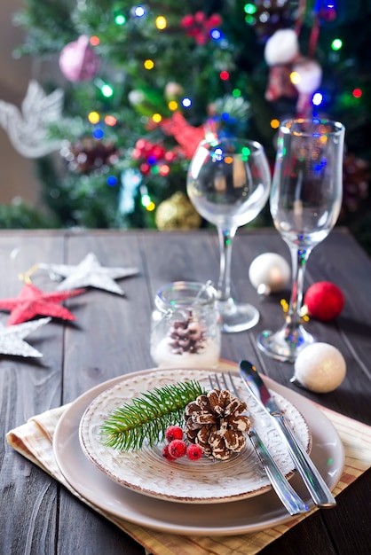 Table servie pour le diner de Noël