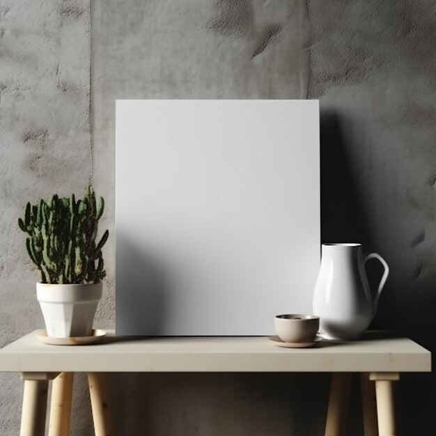 une table avec un tableau blanc qui dit « plante en pot ».