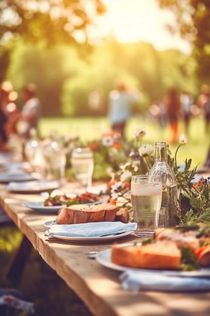 Une table avec un tas de nourriture dessus