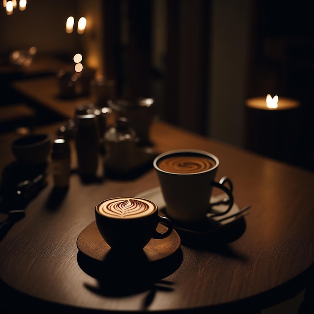 Une table avec une tasse de café dessus