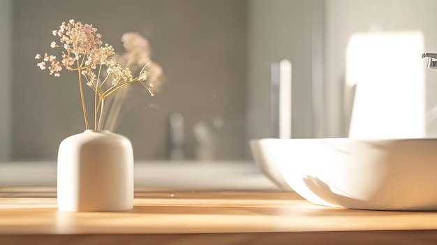 Table Top et flou de la salle de bain de l'arrière-plan de l'IA générative