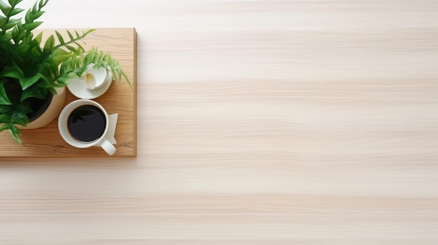 table de travail en bois de haute qualité en blanc Generative Ai