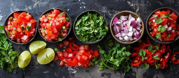 Une table avec une variété de bols de légumes