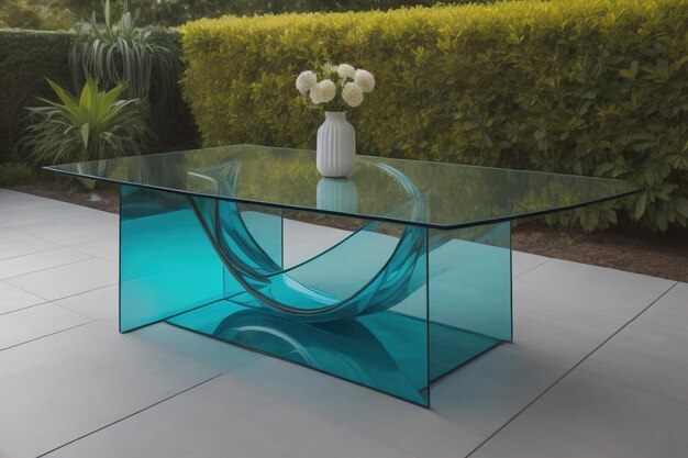 Photo une table de verre dans une pièce ai générative