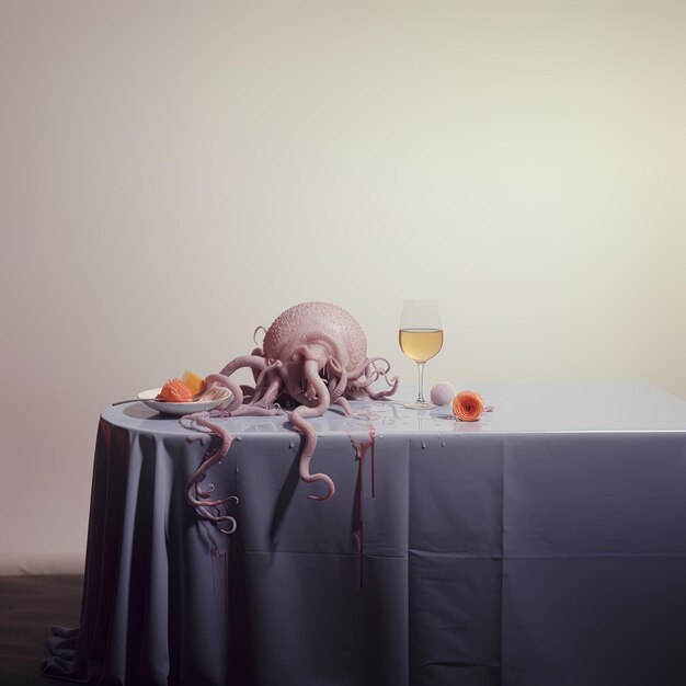 Photo une table avec un verre de vin et un verre de vins dessus