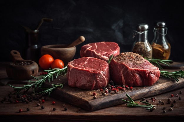 Une table avec de la viande et des légumes dessus