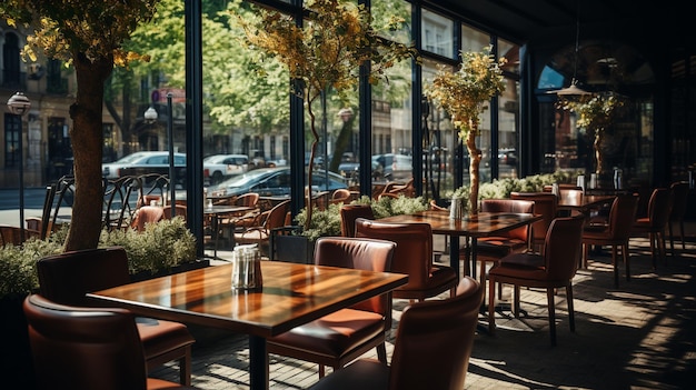 table vide et café à l'automne