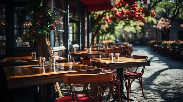 table vide et café à l'automne