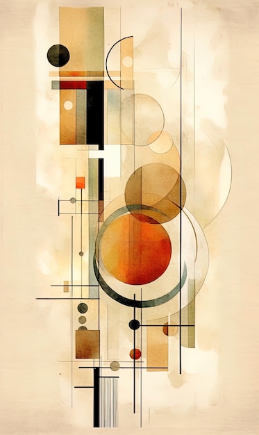 Tableau abstrait de style moderne déconstruit représenté avec des formes géométriques