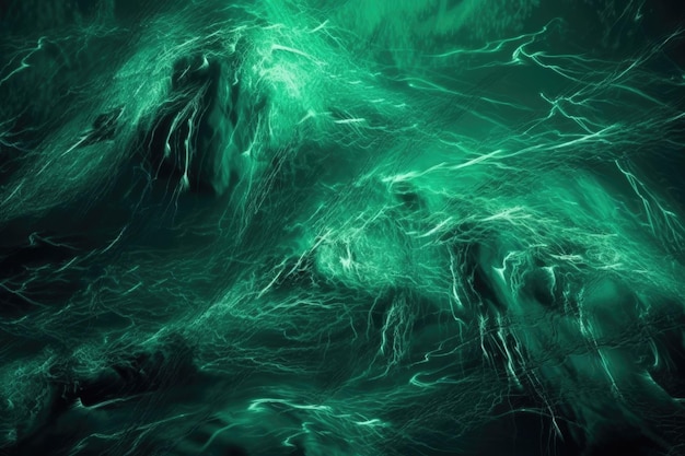 Un tableau abstrait en vert et noir