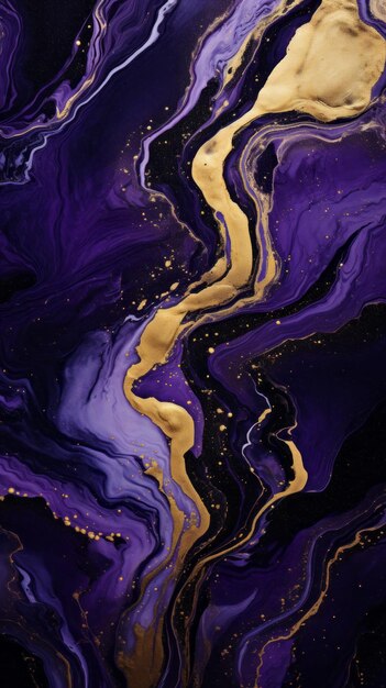 Un tableau abstrait violet et or