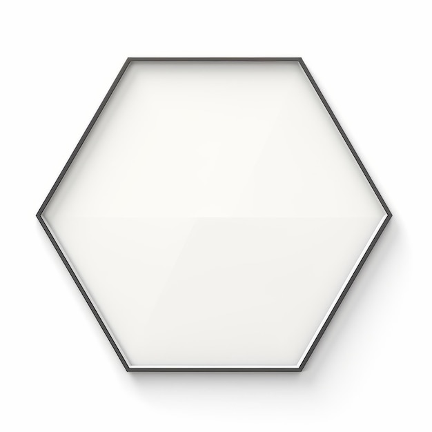 Photo tableau blanc hexagonal minimaliste dans un cadre métallique