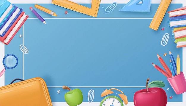 un tableau bleu avec un crayon et une horloge dessus