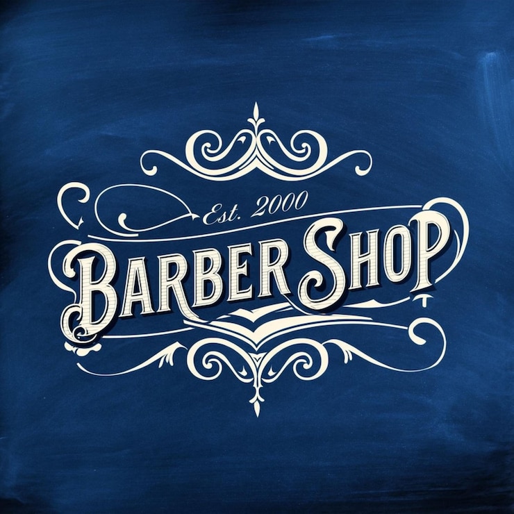 Photo un tableau bleu avec les mots magasin de barbier