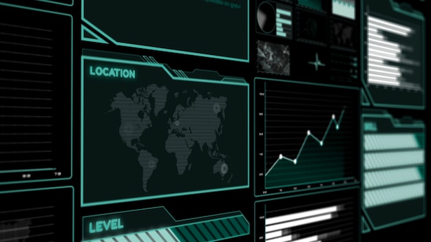 Tableau de bord d'interface utilisateur futuriste pour l'analyse des données