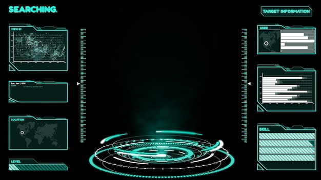 Tableau de bord d'interface utilisateur futuriste pour l'analyse de grandes données dans le graphique d'information