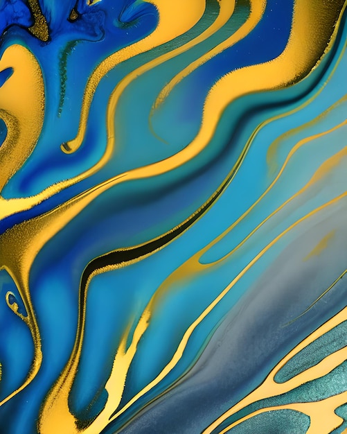 Un tableau coloré aux couleurs or et bleu.