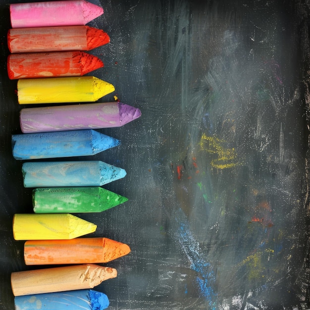 un tableau à craie avec des crayons de couleur dessus et le mot crayola dessus