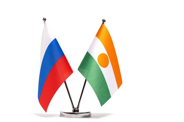 Tableau du drapeau de la Russie et du Niger sur fond blanc