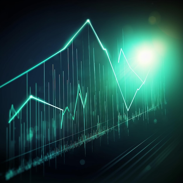 Tableau financier abstrait avec ligne de tendance à la hausse