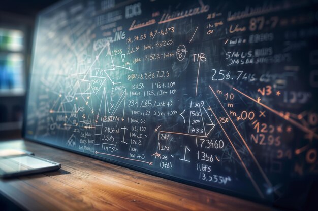 Photo tableau avec des formules et des équations