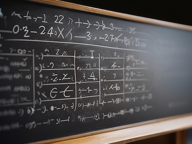 Un tableau gravé de formules et d'équations scientifiques