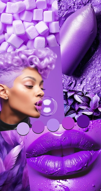 Un tableau d'humeur de mode inspirant Collage avec des photos des meilleures couleurs Esthétique violette