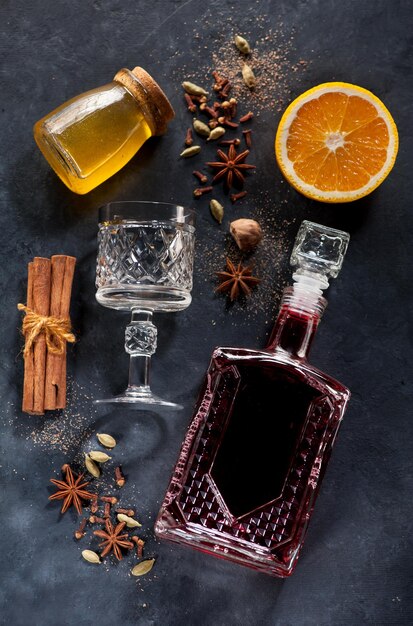 Tableau des ingrédients du vin chaud